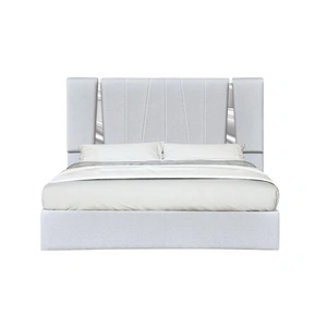 J&M Furniture Matisse Fabric Platform Bed w/Mirrored Trim