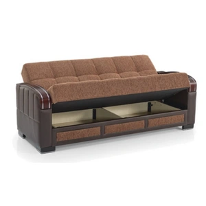 Casamode Maya Polyester/PU Convertible Storage Sofa, Brown