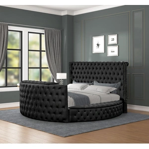 Galaxy Home Furnishings Maya Velvet/Wood Regular Bedroom Set, Black