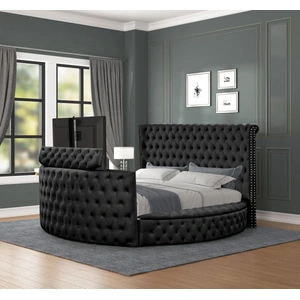 Galaxy Home Furnishings Maya Velvet/Wood Regular Bedroom Set, Black