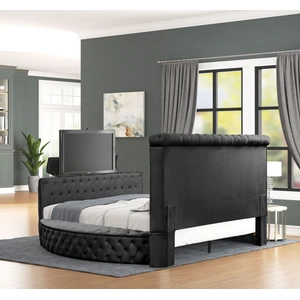 Galaxy Home Furnishings Maya Velvet/Wood Regular Bedroom Set, Black