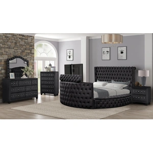 Galaxy Home Furnishings Maya Velvet/Wood Regular Bedroom Set, Black