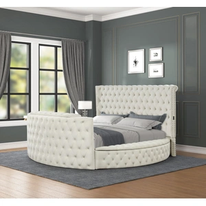 Galaxy Home Furnishings Maya Velvet/Wood Regular Bedroom Set, Cream