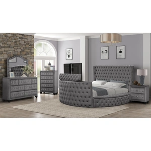 Galaxy Home Furnishings Maya Velvet/Wood Regular Bedroom Set, Gray