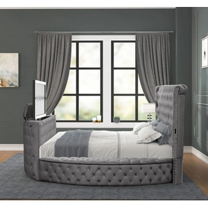 Galaxy Home Furnishings Maya Velvet/Wood Regular Bedroom Set, Gray