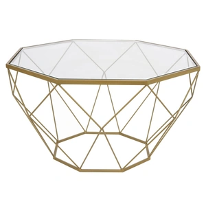 LeisureMod Malibu Octagon Glass Coffee Table