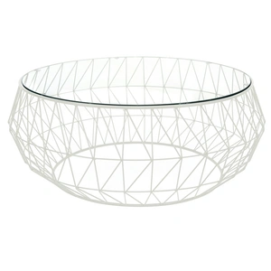 LeisureMod Malibu Round Glass Coffee Table