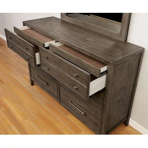 Furniture of America Tawana Wood Double Dresser w/6 Drawers, Warm Gray