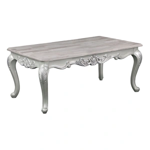 Galaxy Home Furnishings Melrose Wood Veneer Rectangular Coffee Table in Silver