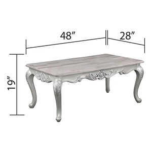 Galaxy Home Furnishings Melrose Wood Veneer Rectangular Coffee Table in Silver