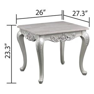 Galaxy Home Furnishings Melrose Wood Veneer Rectangular End Table, Silver
