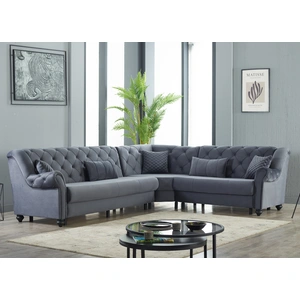 Empire Furniture, USA Merw L-Shaped Chenille Sectional, Grey