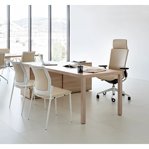Actiu Prisma Melamine Rectangular Single Office Desk w/Credenza