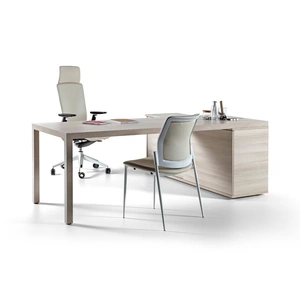 Actiu Prisma Melamine Rectangular Single Office Desk w/Credenza