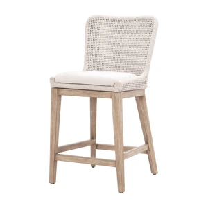 Essentials For Living Mesh Counter Stool, White Speckle Flat Rope & Natural Gray Mahogany