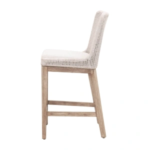Essentials For Living Mesh Counter Stool, White Speckle Flat Rope & Natural Gray Mahogany