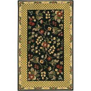 Chandra Metro Wool Handmade Rug, Black/Gold/Green/Brown