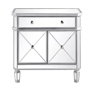 Elegant Lighting Contempo Cabinet w/Drawer & 2 Doors, Silver Clear