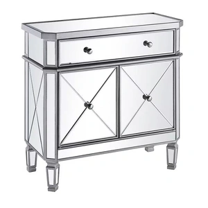 Elegant Lighting Contempo Cabinet w/Drawer & 2 Doors, Silver Clear