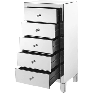 Elegant Lighting Contempo 5 Drawer Chest in Clear Mirror