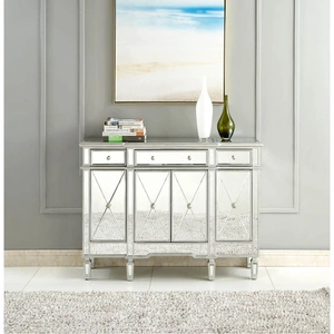 Elegant Lighting Contempo 3 Drawer 4 Door Cabinet, Composition 2, Silver Clear