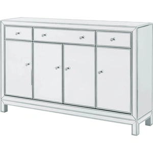 Elegant Lighting Reflexion 3 Drawers 4 Doors Buffet Cabinet, Antique Silver