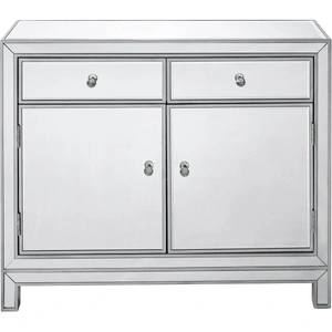 Elegant Lighting Reflexion 2 Drawers 2 Doors Nightstand, Antique Silver