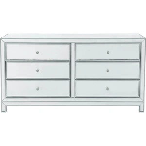 Elegant Lighting Reflexion 6 Drawers Wide Dresser, Antique Silver