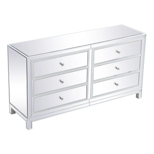 Elegant Lighting Reflexion 60-inch Mirrored 6-Drawer Cabinet, White
