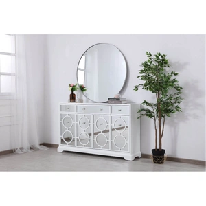 Elegant Lighting Modern 60-inch Mirrored Credenza, White