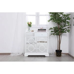 Elegant Lighting Modern 32-inch Mirrored Cabinet, White