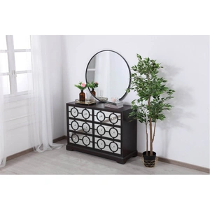 Elegant Lighting Modern 48-inch Mirrored 6 Drawer Cabinet, Dark Walnut