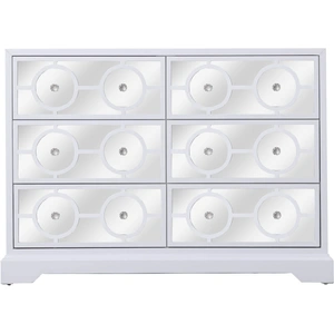 Elegant Lighting Modern 48-inch Mirrored 6 Drawer Cabinet, White