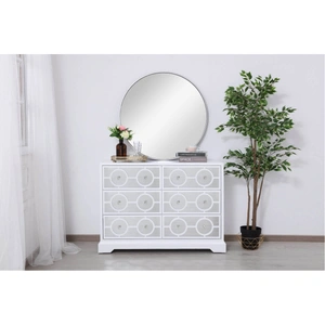 Elegant Lighting Modern 48-inch Mirrored 6 Drawer Cabinet, White