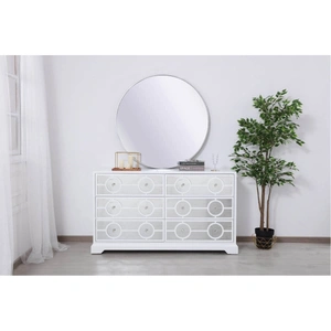 Elegant Lighting Modern 60-inch Mirrored 6 Drawer Cabinet, White