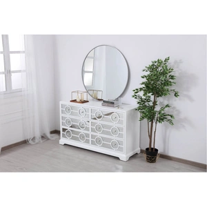 Elegant Lighting Modern 60-inch Mirrored 6 Drawer Cabinet, White