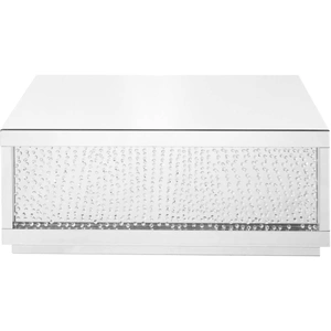 Elegant Lighting Modern 48-inch Rectangle Crystal Coffee Table, Clear Mirror