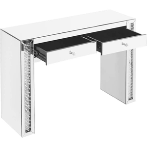 Elegant Lighting Modern 47-inch Rectangle Crystal Vanity Table, Clear Mirror
