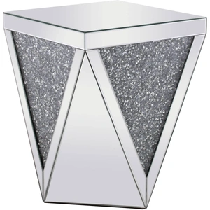 Elegant Lighting Modern 18.5-inch Crystal End Table, Silver Crystal