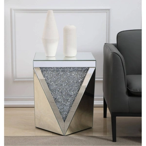Elegant Lighting Modern 18.5-inch Crystal End Table, Silver Crystal