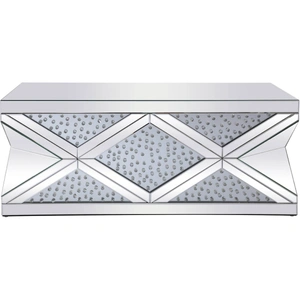 Elegant Lighting Modern 47.5-inch Rectangle Crystal Coffee Table, Clear Crystal