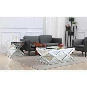 Elegant Lighting Modern 47.5-inch Rectangle Crystal Coffee Table, Clear Crystal