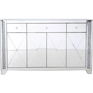 Elegant Lighting Modern 60-inch Credenza, Silver Crystal Mirror