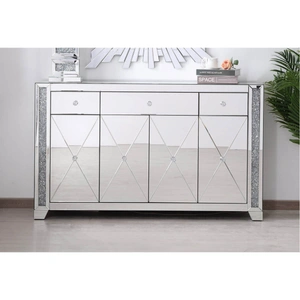 Elegant Lighting Modern 60-inch Credenza, Silver Crystal Mirror