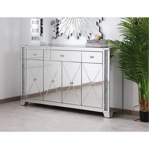 Elegant Lighting Modern 60-inch Credenza, Silver Crystal Mirror