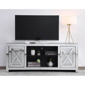 Elegant Lighting Modern 59-inch TV Stand, Composition 2, Clear Crystal Mirror