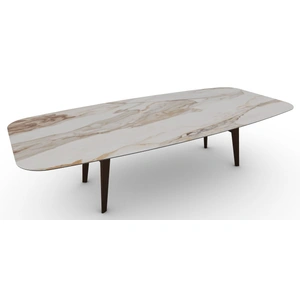 Calligaris Abrey W118.1-inch Ceramic/Wood Customizable Elliptical Dining Table