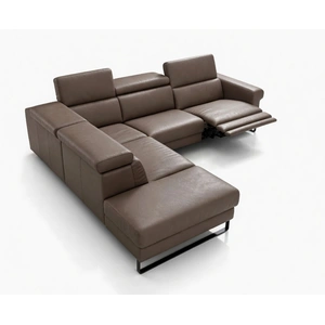 Diven Living Celeste Modular Leather L-Shape Sectional Sofa, Spessorato Fango