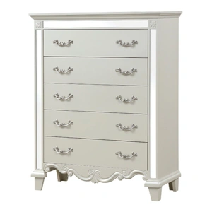 Galaxy Home Furnishings Milan 5-Drawer Wood Veneer Chest, Milky White