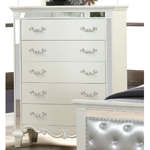 Galaxy Home Furnishings Milan 5-Drawer Wood Veneer Chest, Milky White